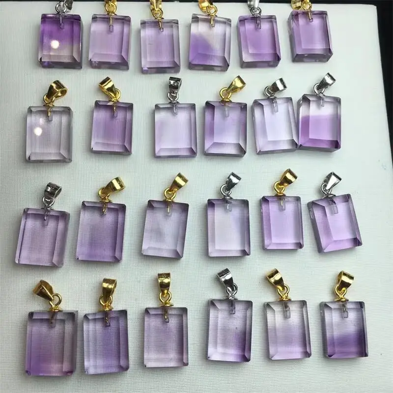 1-個天然アメジストキューブペンダント-diy-ネックレスレイキヒーリング風水女性のためのホリデーギフト-11x145mm