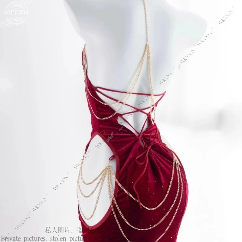 

qq45Lute Hazbin парик ангел косплей костюм сексуальное черное длинное платье отель Lute Halo женский Хэллоуин карнавал нарядная вечеринка