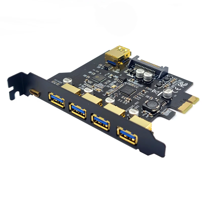 

PCIE USB Expansion Card PCI Express X1 to USB Type C + 4 Port External USB3.0 + 1 Port Internal USB3.0 Board PCI-E USB 3.2 Riser