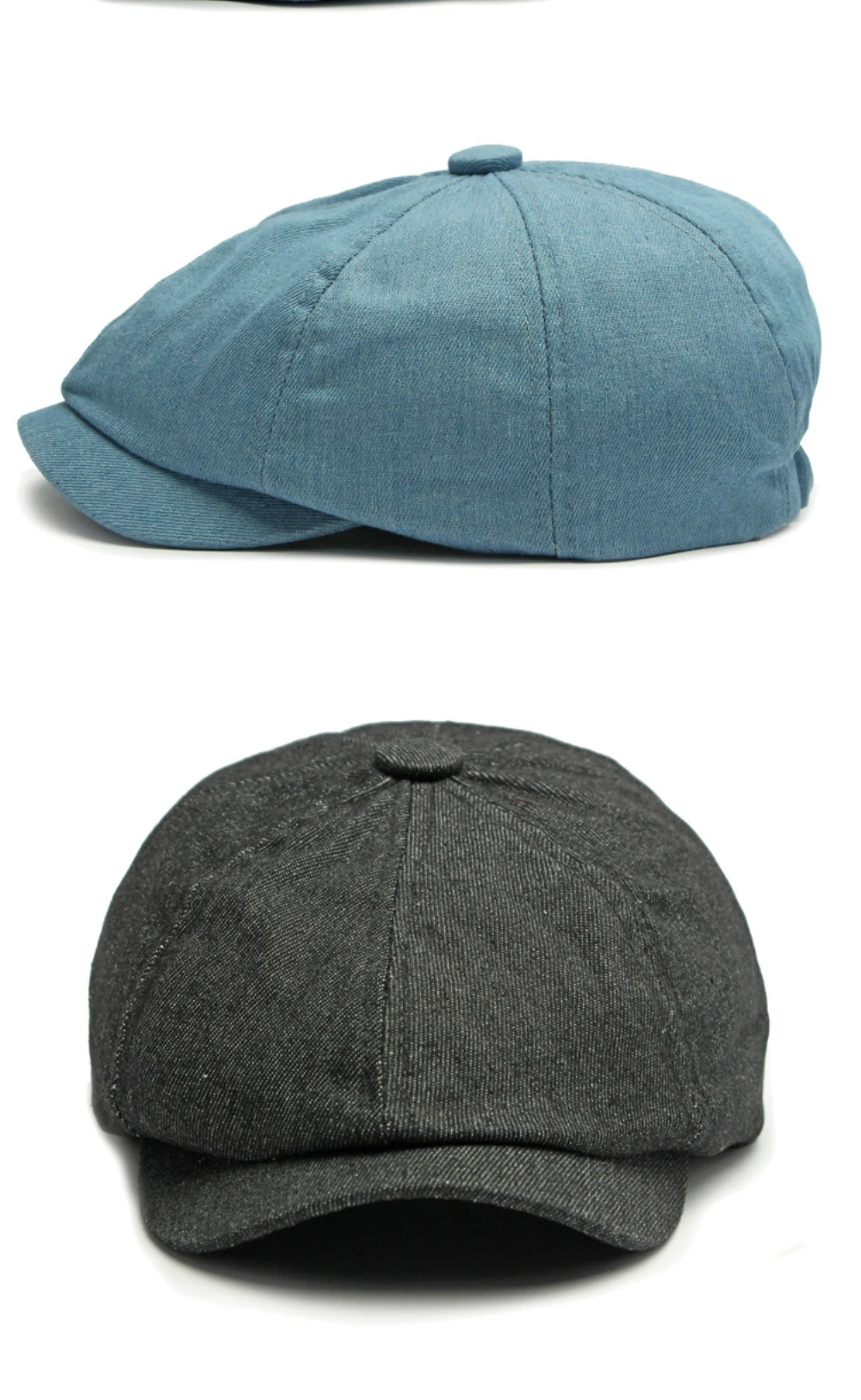 HT4547 Baskenmützen für Herren und Damen, Frühling/Sommer, Einfarbige Achteckige Flache Mützen, Retro Künstler-Malermütze, Verstellbare Baskenmütze – Detail 6