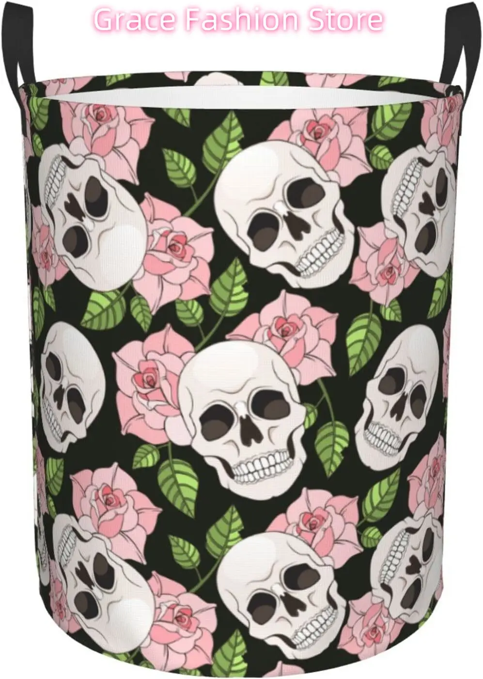 

Laundry Basket Roses and Skulls Collapsible Laundry Baskets Lightweight Waterproof Clothes Basket Kitchen Living Room Bathroom L