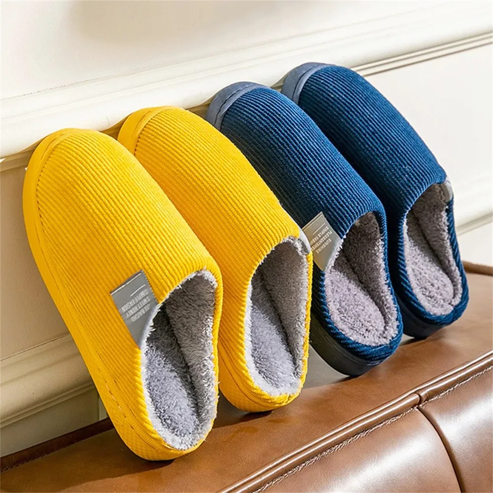 Women Winter Warm Home Slippers Men Indoor Thicken Non-slip Soft Sole Slides Plush Cotton Shoes Ladies Non-slip Couples Slipper