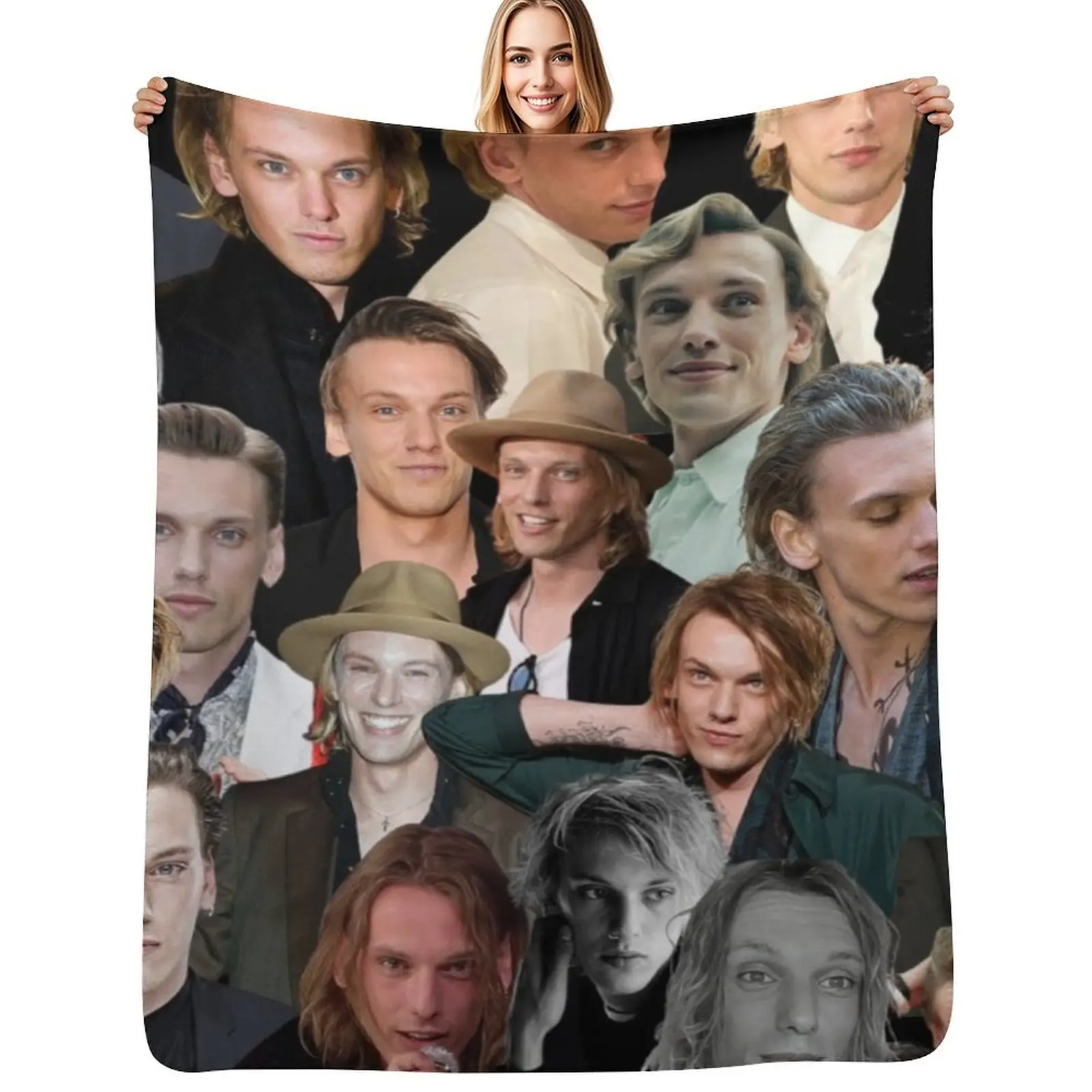 

Jamie Campbell Bower photo collage Throw Blanket Soft Warm Blanket Gift for Men Women Adults