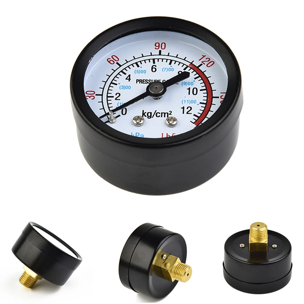 Air Compressor Pressure Gauge 13mm 1/4 BSP Thread 0-180 PSI 0-12Bar Easy To Read Dial Measuring Instrument Pressure Gauge