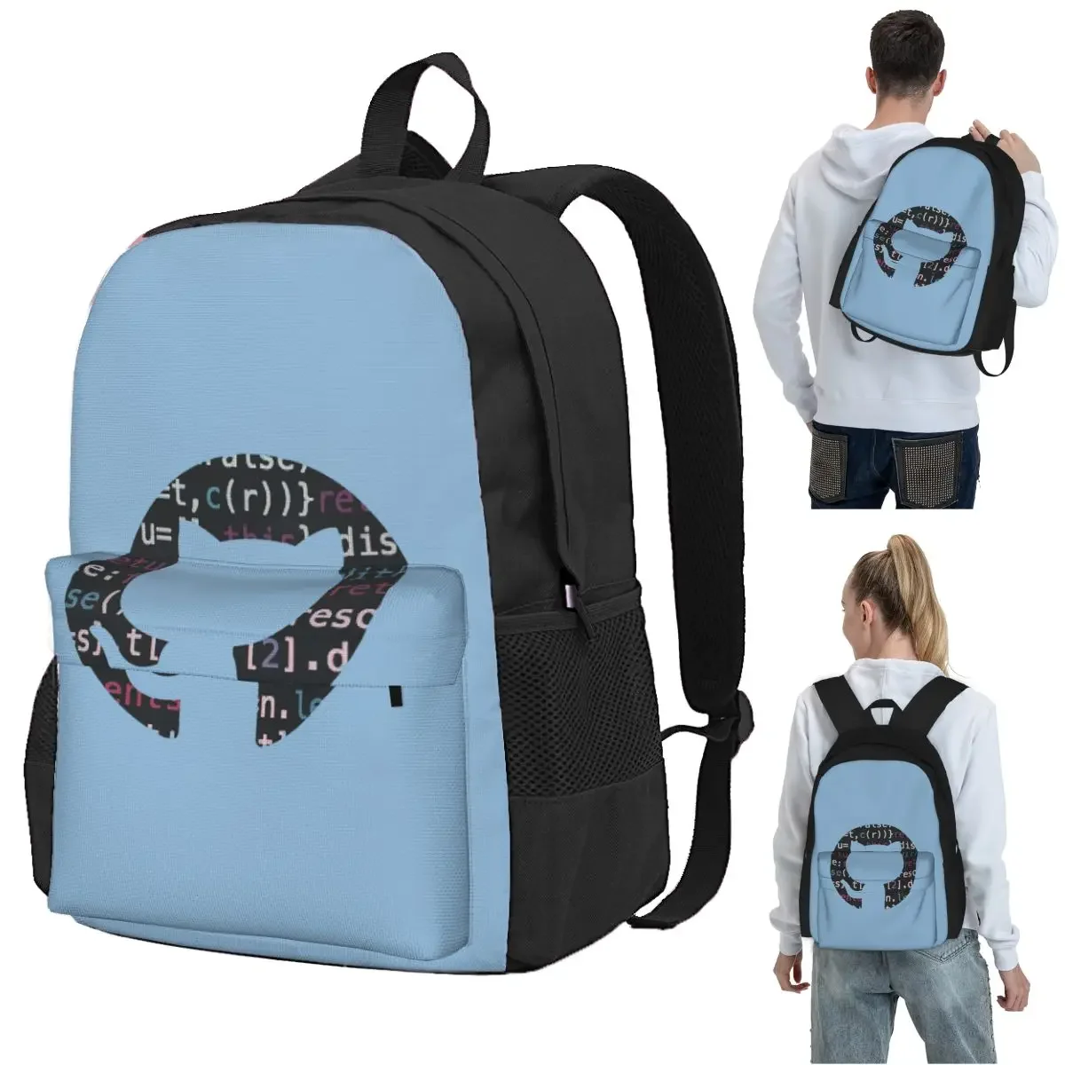 Github Code Logo Backpack Student BookBag Children School Bag Computer Shoulder Bags for Boys Girls