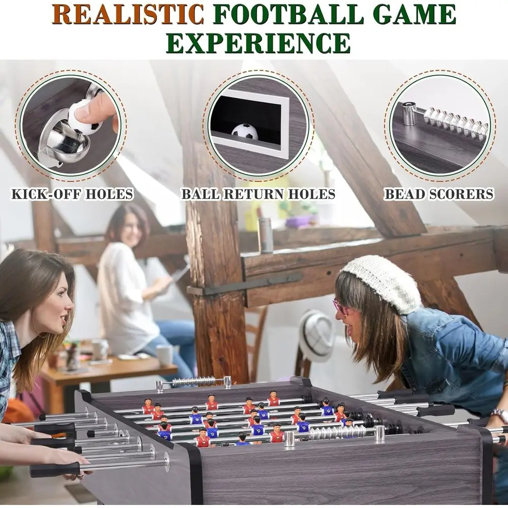 طاولة كرة قدم مقاس البالغين، طاولة ألعاب كرة قدم كاملة الحجم مع كرتين، أدوات تسوية الساق وأرجل شديدة التحمل، كرة قدم متينة #4