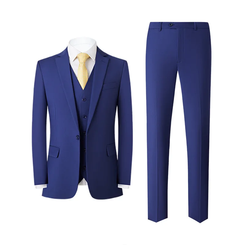 2023 New Men's Suit Set Korean Edition Slim Fit Men's Business Leisure Foreign Trade Suit Three Piece Set
