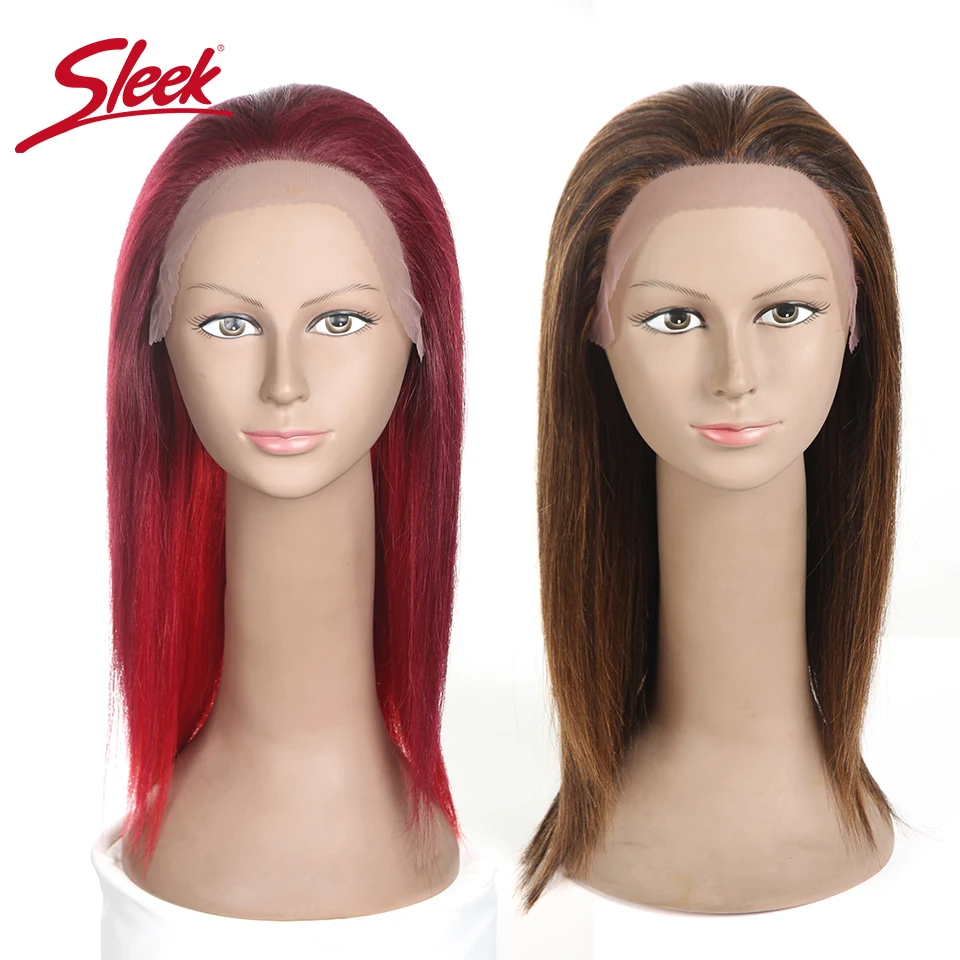 Sleek Brazilian Straight Lace Front Human Hair Wigs Brown 33# Blonde Highlight F1B/30 Red 99J Color Wig 13X4 Lace Frontal Wigs