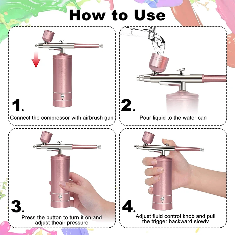 Airbrush Nagel mit Kompressor Tragbare Air Brush Nägel Kompressor für Nägel Kuchen Malerei Handwerk Air Brush Kit Nägel Spray