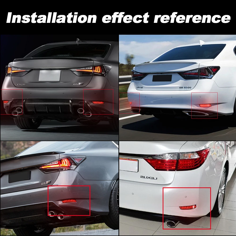 Red/Black Lens Car Rear Bumper Light LED Reflector Taillight Brake Light for Toyota Corolla Lexus GS250 GS350 ES250 ES350 ES300