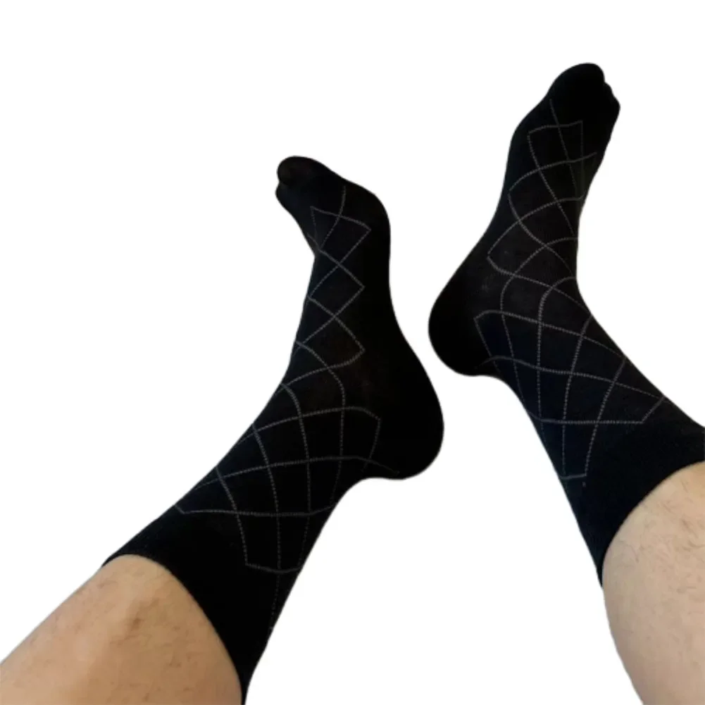 

Comfortables Casual Mens Socks Stockings Socks Tube Wear Argyle Black Brand New Breathable Business Cotton Dress