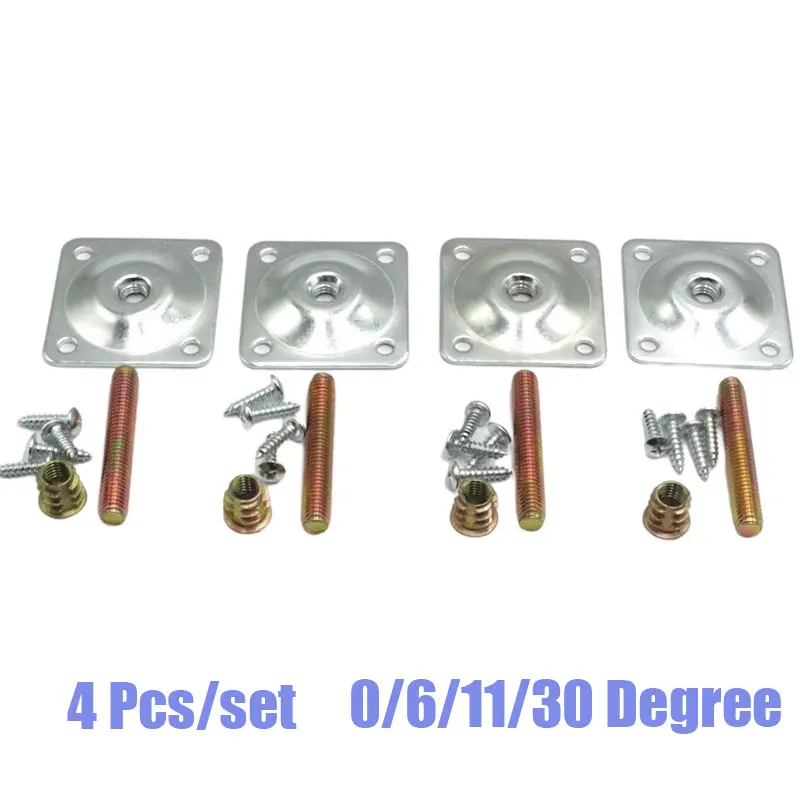 4Pcs 0/6/11/30 Degree Slope Table Feet Fixing Plate Sofa Legs Mounting Bracket Set With Screws Furniture Hardware Corner