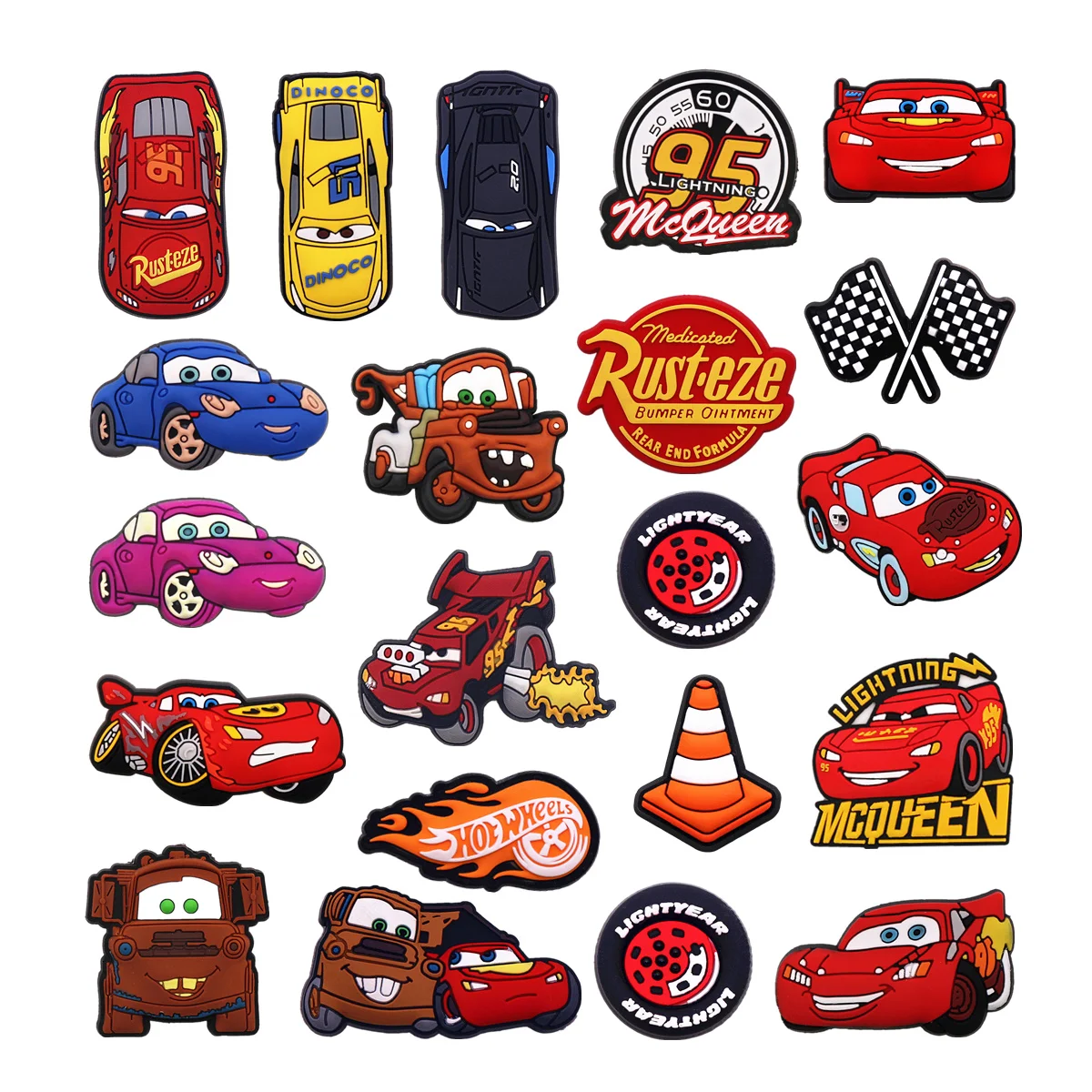 MINISO 1pcs Original Animation Movie Cars PVC Shoe Charms Accessories Lightning McQueen Clog Pin Buckle Sandal Upper Decorations