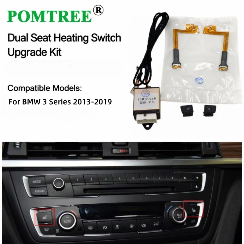 Built-in Car Seat Heating System Kit Fit 2 Seats,Including Heating Pads & Special Switch Compatible With 2013-2019 BMW 3 Series