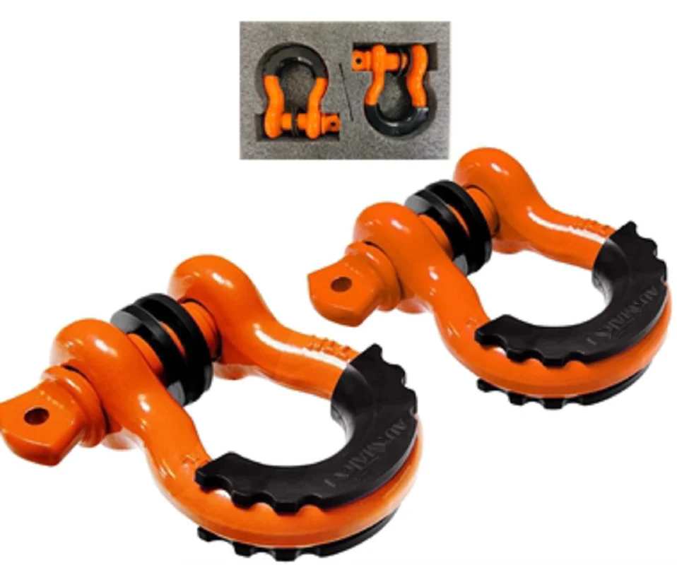 3/4” 2pcs 28.5Ton 62800lbs U type heavy duty drop forged D-ring shackle u-hook loop hook trailer rope automobile SUV modificatio