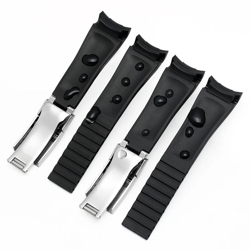 20 مللي متر 21 مللي متر أسود أخضر أزرق منحني نهاية سيليكون المطاط حزام الساعات ل دور حزام RX دايتونا الغواصة GMT اكسبلورر 2 سوار #3