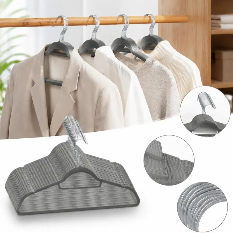 Fanzisiton Store - Ensemble de cintres en plastique et métal avec finition en velours, 360 °   Support rotatif antidérapant et infroissable pour rangement, livraison depuis entrepôt local