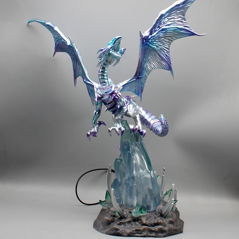 

47cm Yu-Gi-Oh Figure Blue-Eyes White Dragon Figures With Light Pvc Statue Model High Quality Collections Desk Decora Toys Gifts