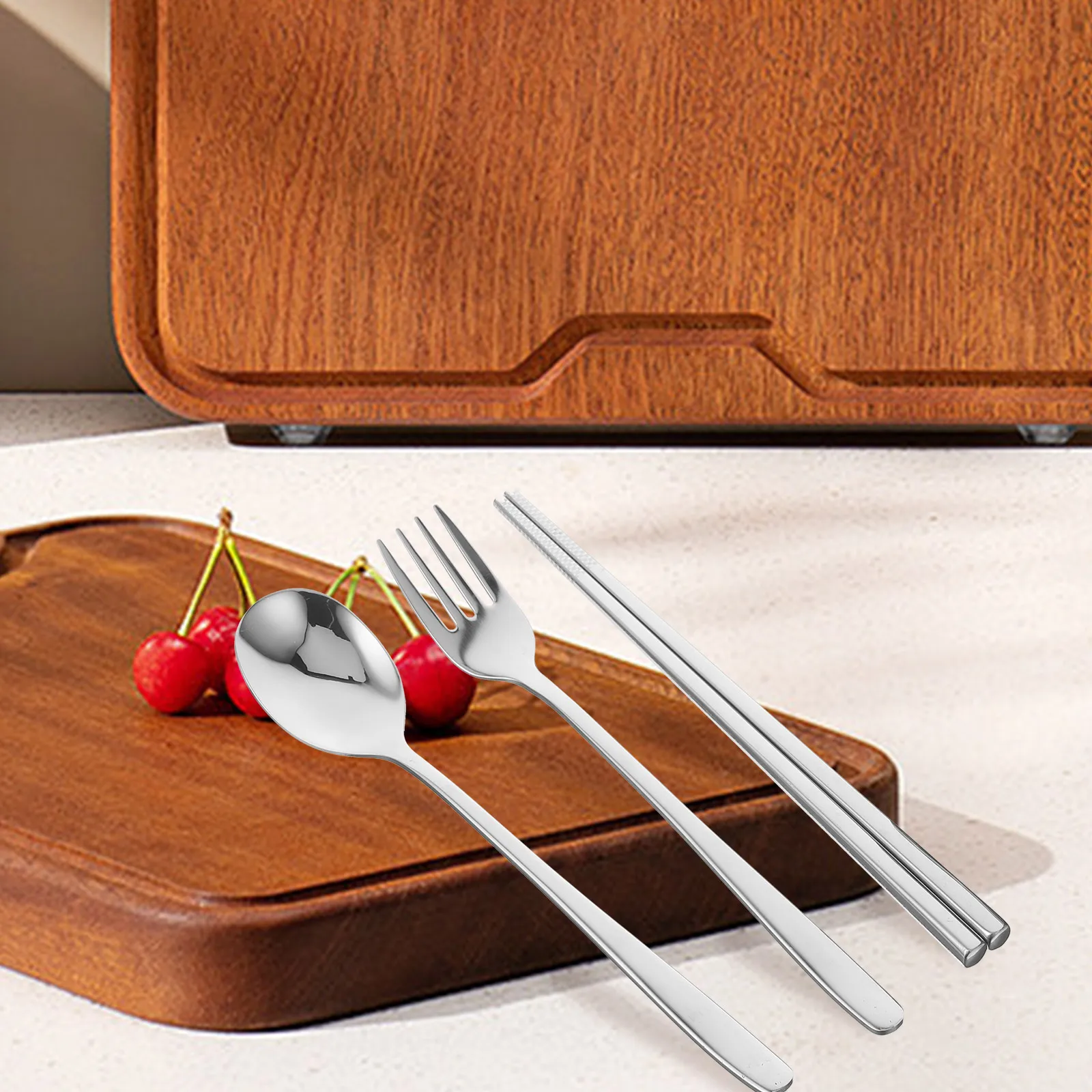 

Silverware Stainless Steel Cutlery Set Travel Spoon Dinnerware Utensil Kit with Chopsticks