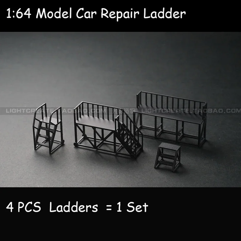 1:64 Combined Maintenance Ladder Model Car Display Accessories Tools Miniature tools 4PCS