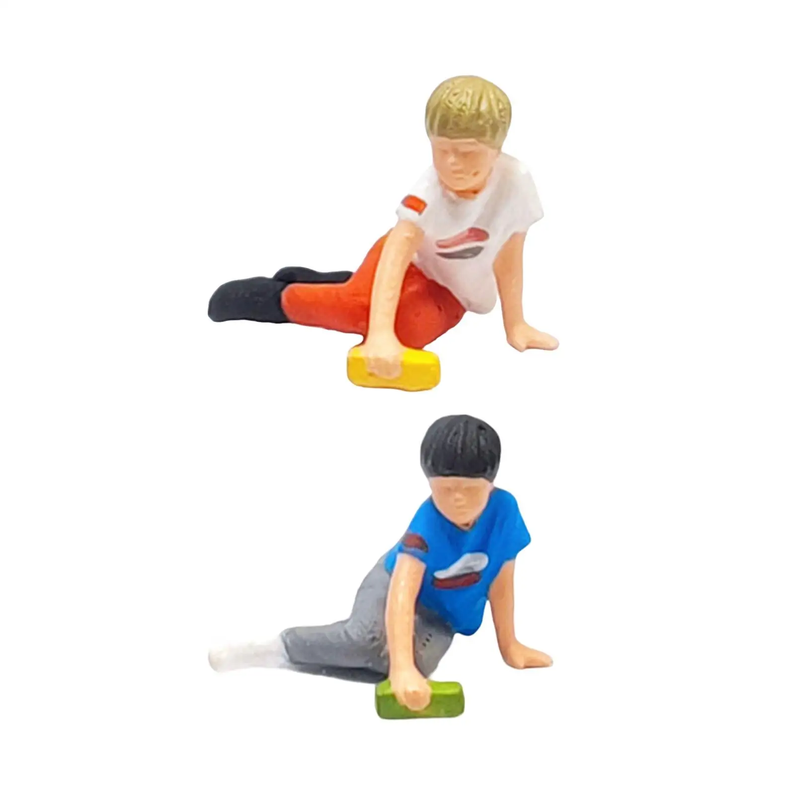 1/64 Sitting Boy Figure Crafts for Scenery Landscape Dollhouse Accessories