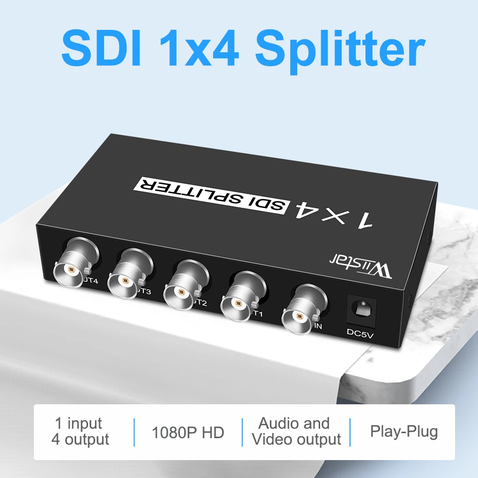 

High Quality SDI Splitter 1x4 Multimedia Splitter SDI Extender Adapter Support 1080P TV Video for Projector Monitor DVR