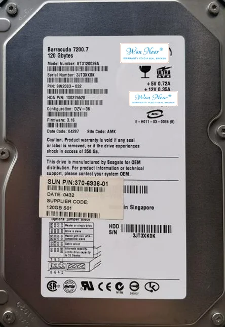 

For SUN B1500 workstation IDE 370-6936 120GB 7200 rpm