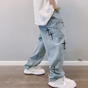 Print -Männer Denims 2023 Neue Streetwear Baggy Lega Leg Koreanische Modevorhänge in Linie lässig losen Jeans Cargo Hosen 8 Hauptverkaufs -Jeans übergroß - №5