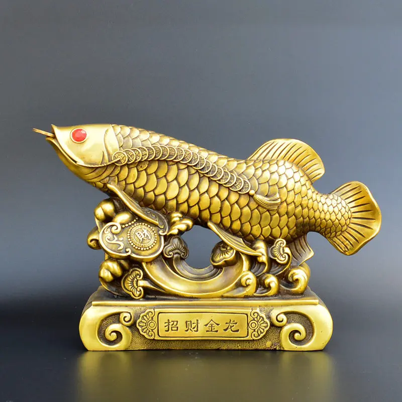 2025  Southeast Asia Company Store business Efficacious Talisman Recruit money Arowana Golden Fish FENG SHUI copper statue