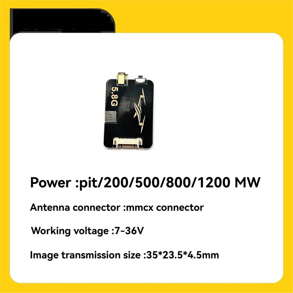 Y986A*☀▃5.8G 1.2W 48CH VTX High-Power Video Transmission TBS Protocol OSD Configuration MMCX-L Antenna for FPV Drone