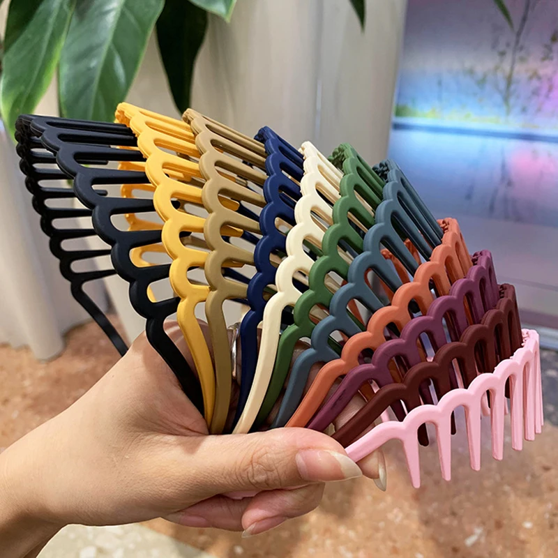 Resin Hair Comb Hairbands Hair Accessories Matte Hair Hoop with Teeth Non-slip Head Hoop Frosted Makeup Dressing Thin Headband