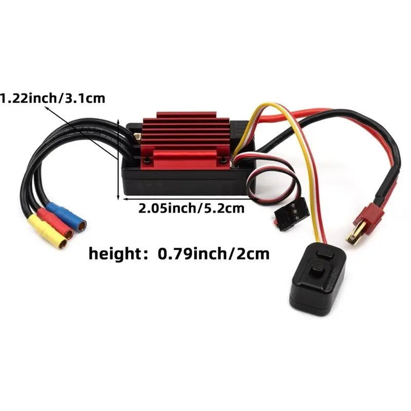 AS96-For 1/14 1/16 1/18 RC Car Crawler Off-Road Truck Compatible 35A Brushless ESC Waterproof 2-3S Lipo Programmable Black