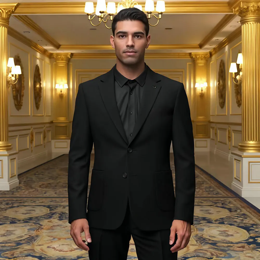 

2025 Autumn Men's Black Blazers Smart Casual Slim Fit Suit Jacket Business Office Attire Menswear Elegant Workwear Quiet Luxury