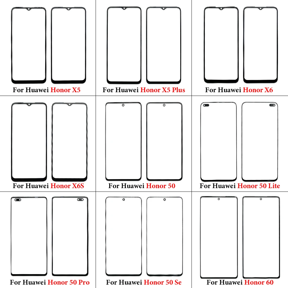 

10Pcs/Lot Top For Huawei Honor 60 50 Lite Pro Se X5 Plus X6S GLASS + OCA LCD Front Outer Lens Touch Screen Replacement