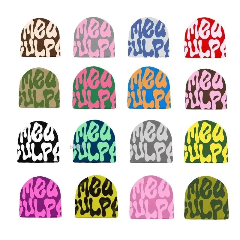 Mea Culpa One Size Fun Day Beanie Hat Pink Gray Green Yellow Black One Size Acrylic Hat