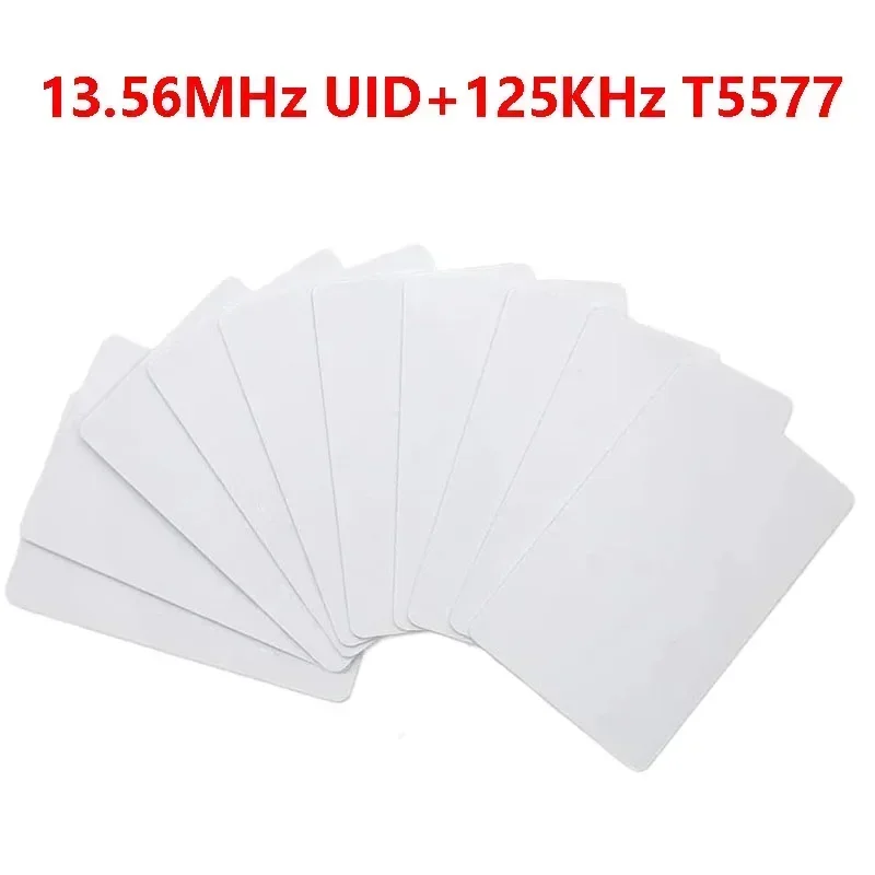 10-100 Pcs IC+ID UID Rewritable Composite Key Cards Keyfob Dual Chip Frequency RFID Tag 125KHZ T5577 EM4305 + 13.56MHZ Writable