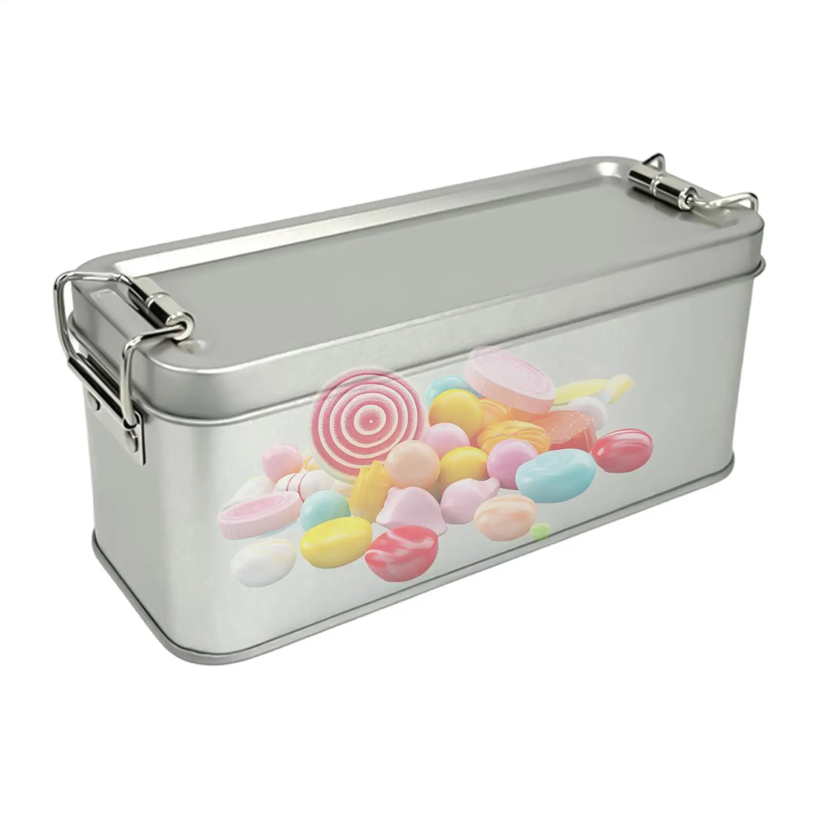 Caja de Almacenamiento Vacía, Caja Rectangular de Hojalata con Hebilla y Tapa, Caja de Almacenamiento para Pasteles con Hebilla, Caja para Dulces