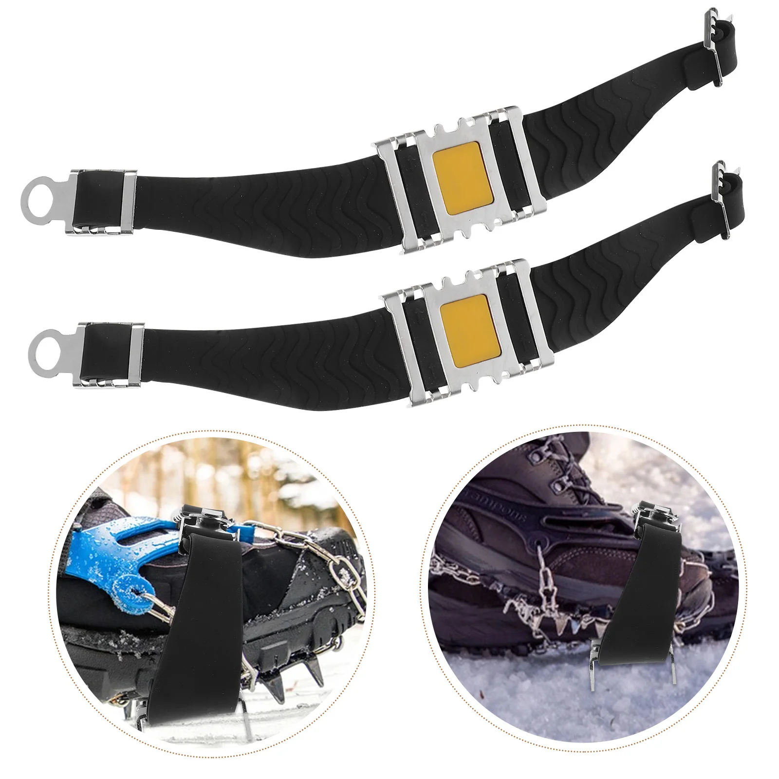 

Anti-Slip Ice Crampons 4-Teeth Hard Manganese Steel Spikes For Hiking Climbing Outdoor Traction Adjustable Snow Cleats