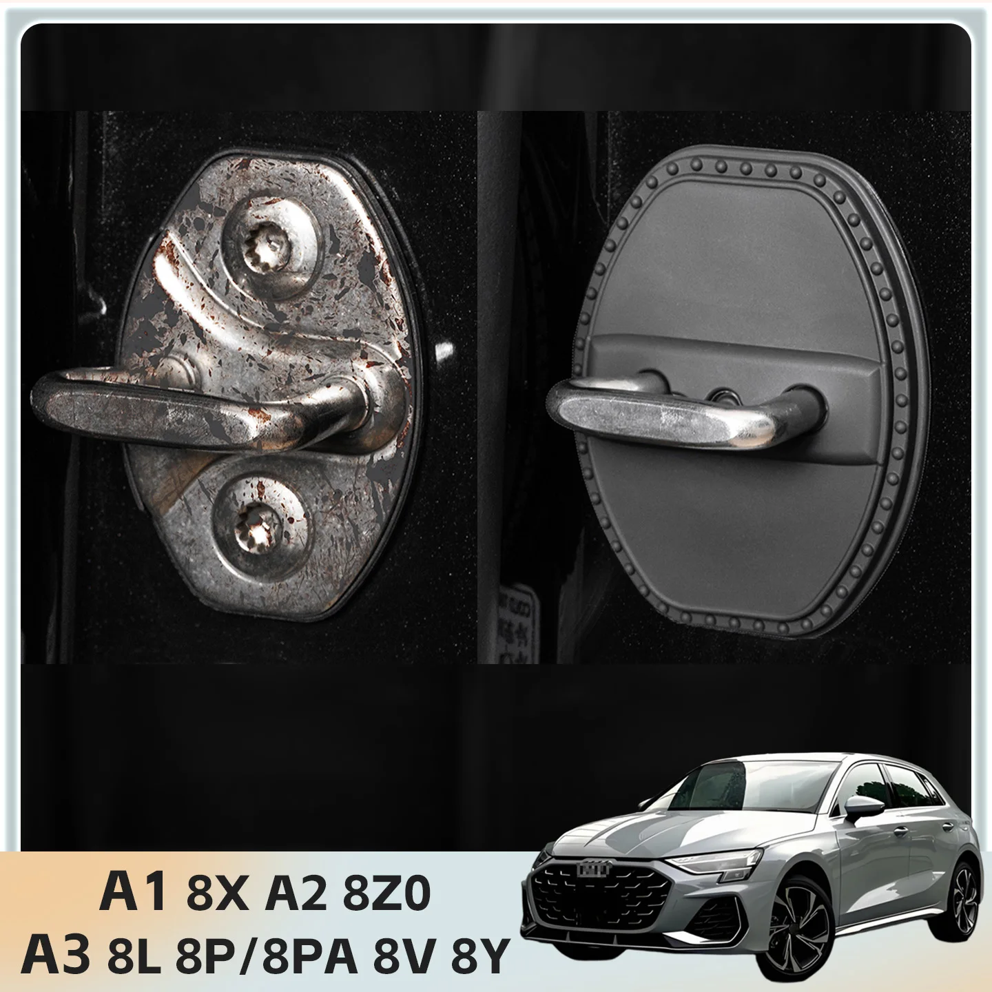 

2/4 шт. силиконовый чехол для дверного замка автомобиля, защитный декоративный чехол для Audi A1 8X A2 8Z0 A3 8L 8P/8PA 8V 8Y