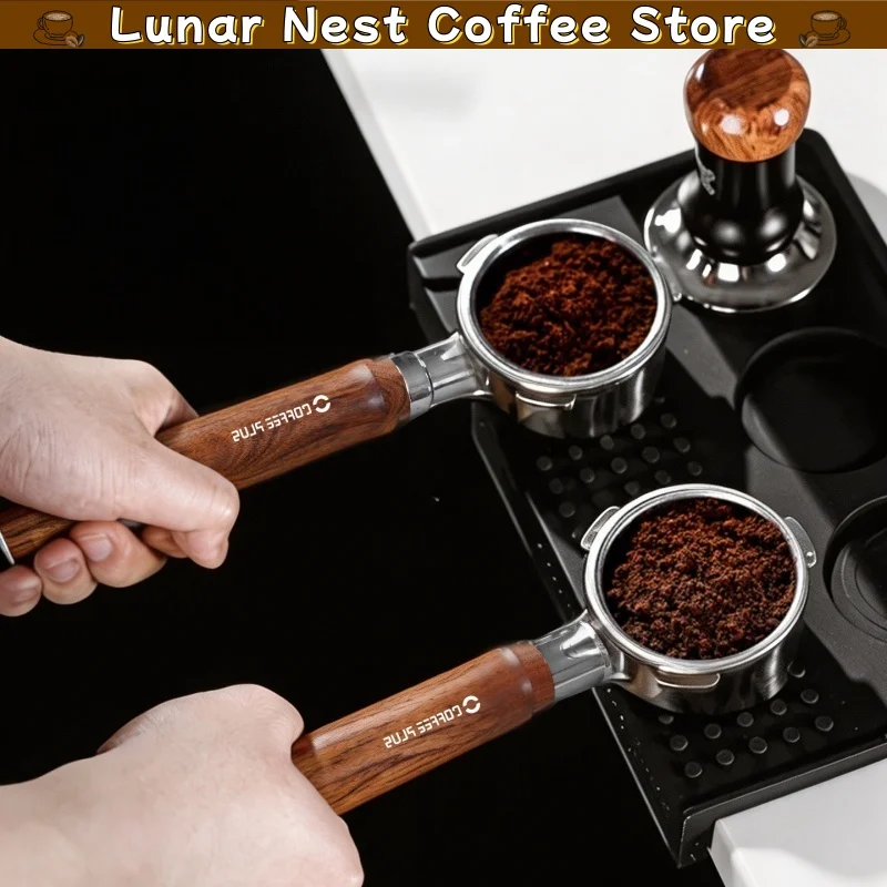 New Coffee Plus 51mm Stainless Steel Bottomless Portafilter Wooden Handle Espresso Coffee Machine Accessory For Home Barista