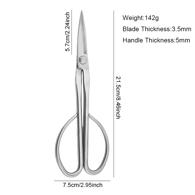 All Stainless Steel Bonsai Pruning Scissors Full Steel Straight Blade Gardening Shears Plant Flower Branch Trimming Tool