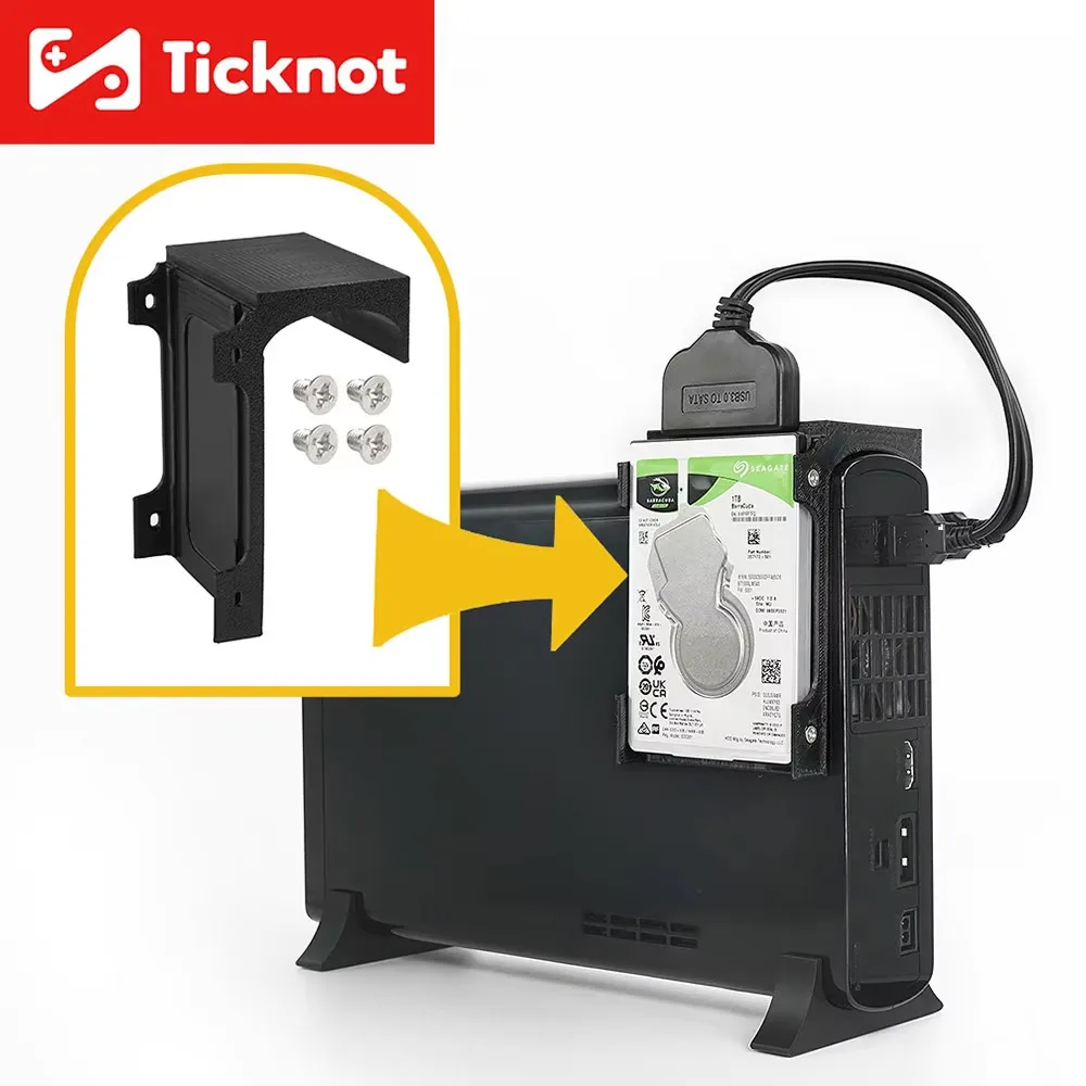 TicKnot 3,5-дюймовая подставка для жесткого диска с 3D-печатью, настенный кронштейн для жесткого диска для Wii U, настенный держатель, надежная фиксация