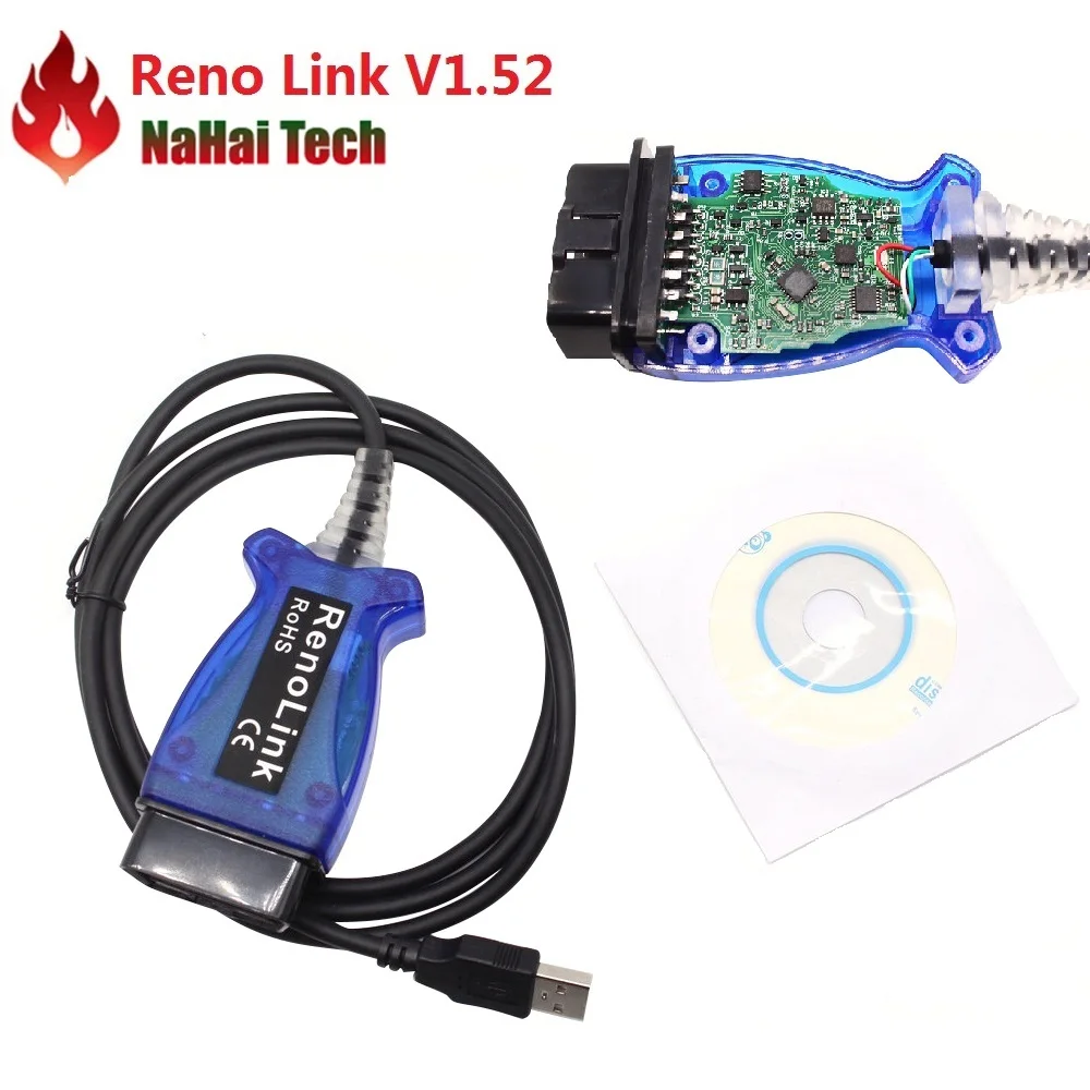 ECU Programmer for Ren-ult RENOLINK V1.52 V1.87 V1.99 For Ren ault Key/Airbag/ECM/UCH/Programmer OBD2 Car Diagnostic USB Cable