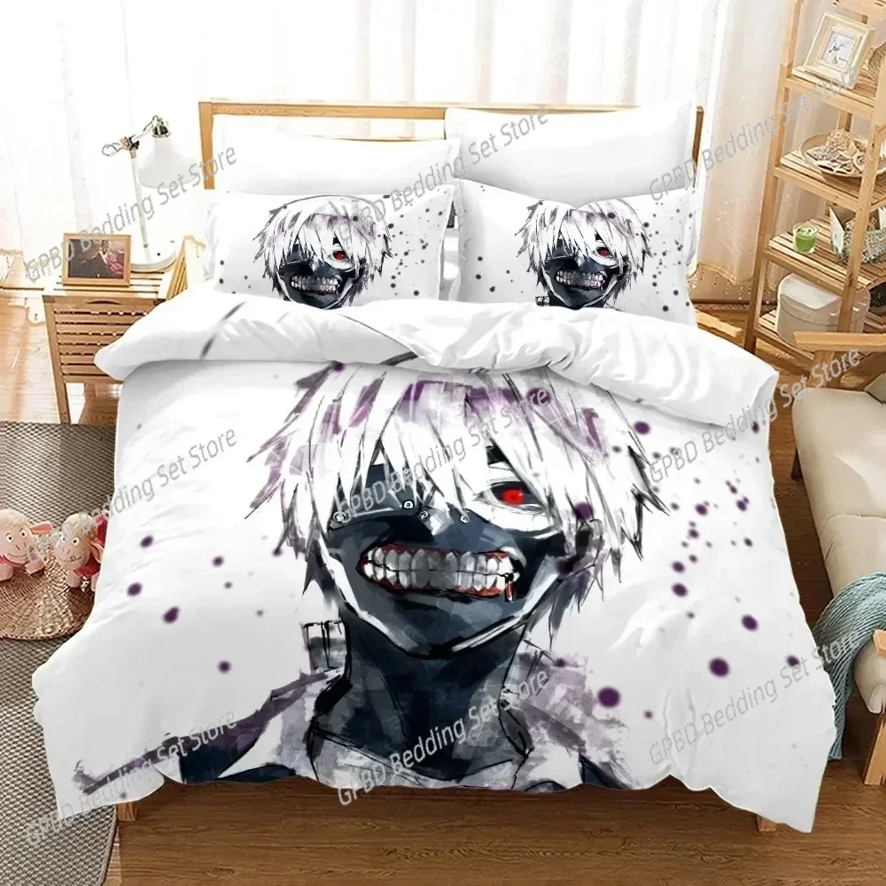 

New 3D Print Anime Tokyo Ghoul Comfortable Duvet Quilt Cover Pillowcase Bedding Set Children Bedroom Decoration Home Textile