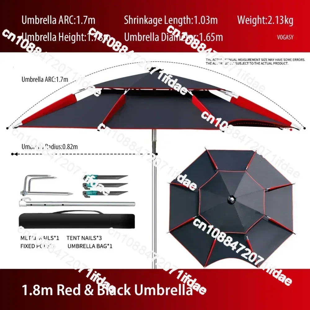 1.8-2.6m Double-Layer Fold Big Garden Parasol Windproof Umbrella