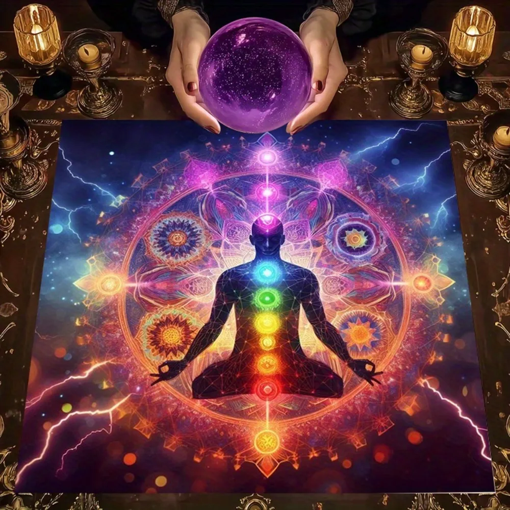 Paño de Altar para Tarot de Energía de Meditación, Varios Tamaños, Impresión por Sublimación HD, Runa Mística, 100% Poliéster, Lavable a Máquina, para Fiestas de Adivinación