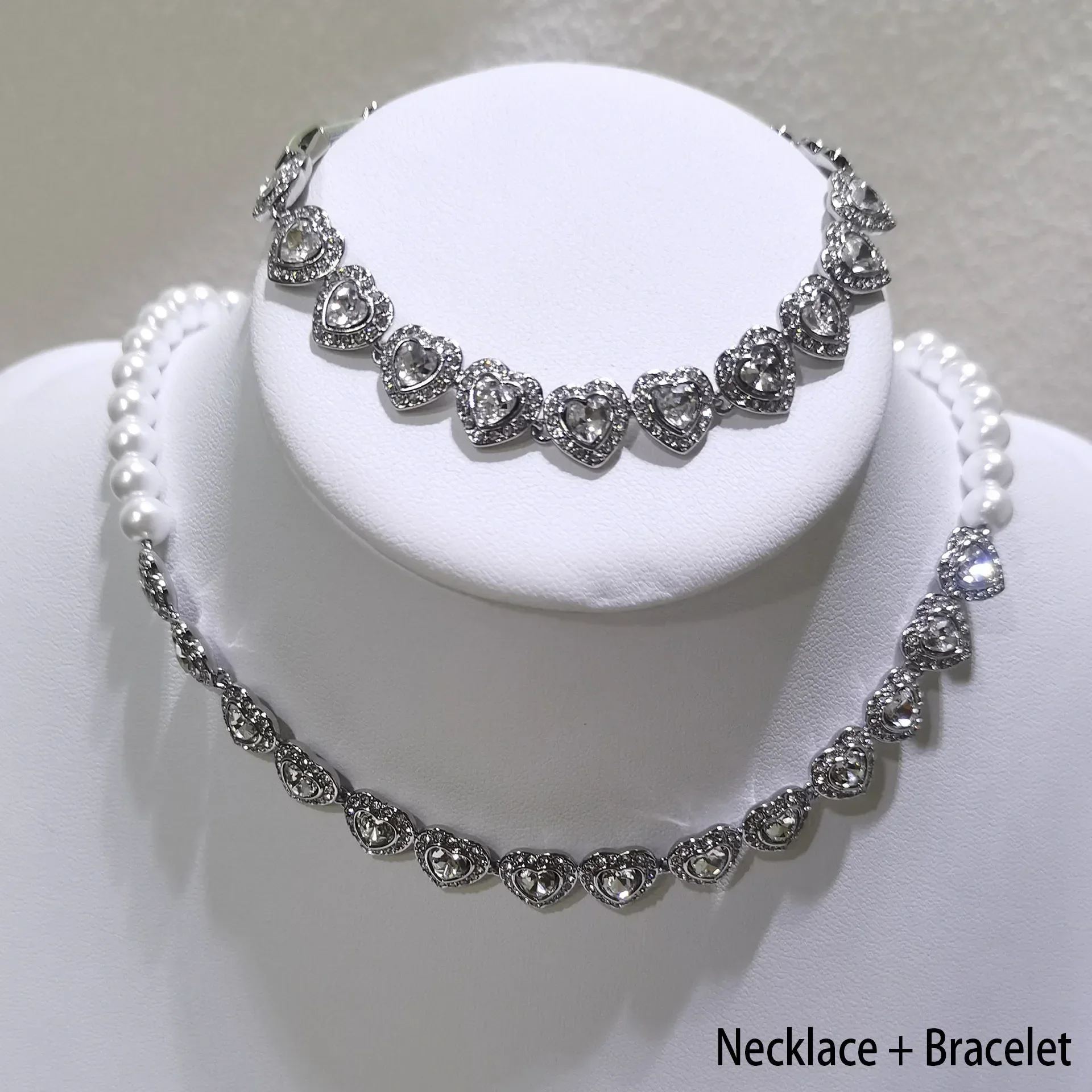 الأصلي الأميرة تألق كريستال الزفاف الراقية مجموعة مجوهرات المرأة الساحرة على شكل قلب قلادة أقراط سوار حلقة #3