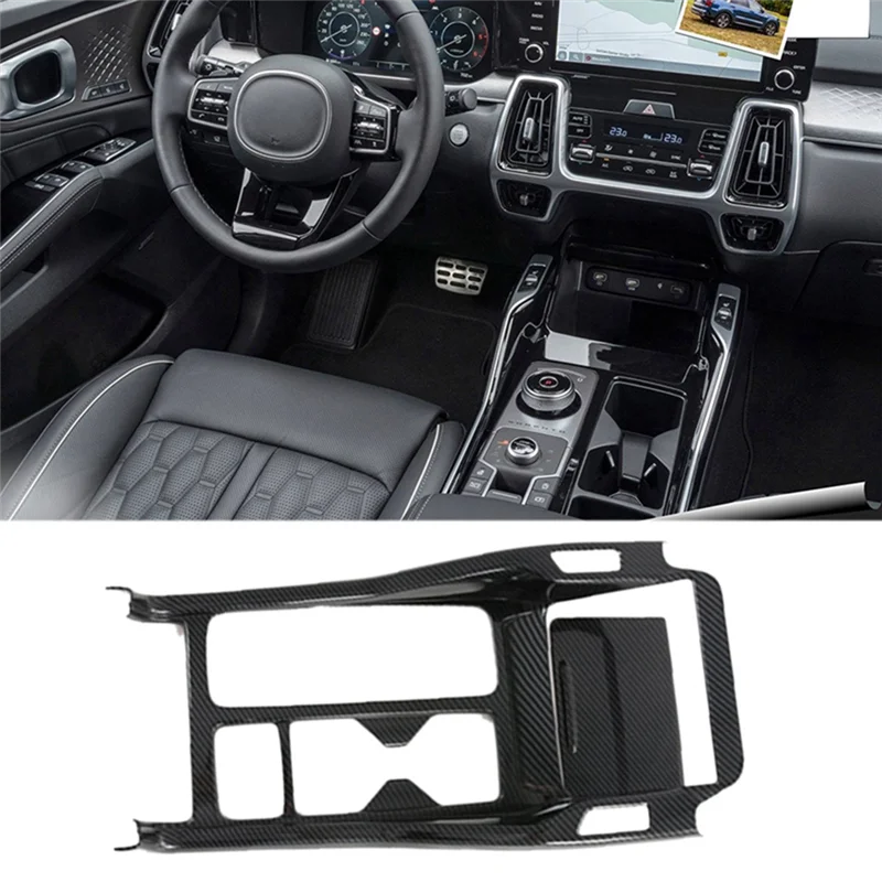 Carbon Fiber Gear Shift Panel Center Console Cover Trim Frame for Kia Sorento MQ4 2020 2021 2022