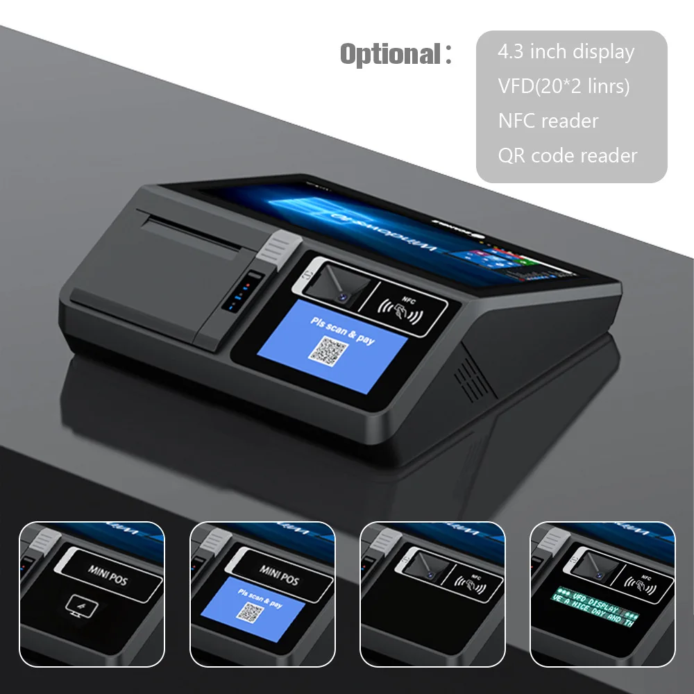 SGT-116 W/A Desktop 11.6-inch Ttouch Screen Cash Register Sales Point POS Terinal With Scanner NFC 80 Theral Printer