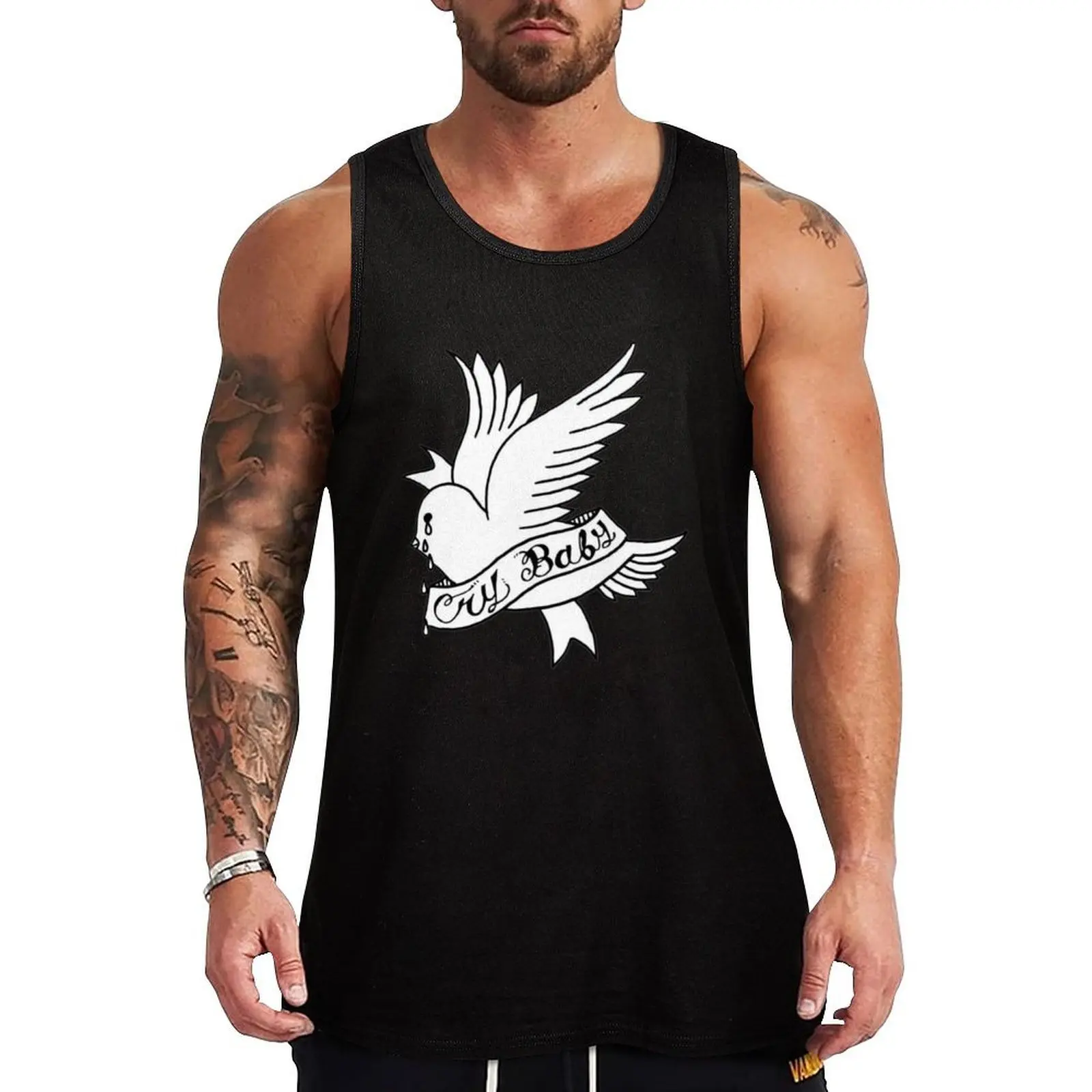 

Lil Peep Cry Baby Bird holding Banner Tank Top Stretch Fabric Tank Top Flexible Comfort Sleeveless